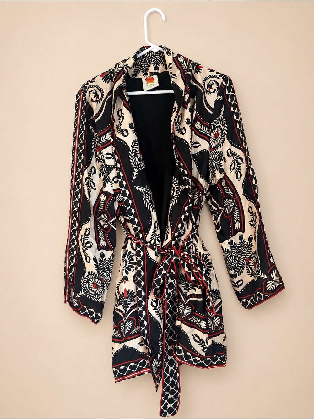 Farm Rio Passion Scarf Wrap Mini Dress v neck size XL kimono dress - Picture 2 of 5